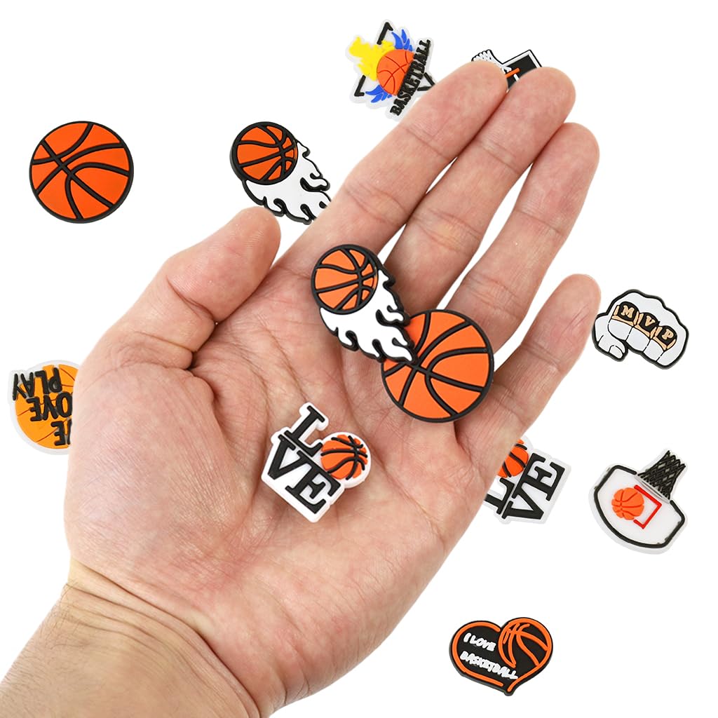 HASTHIP® Sports Shoe Charms for Clog Sandals Bracelets Decoration, Baseball Softball Football Basketball Soccer Swim Charms for Kids Adult Party Favor