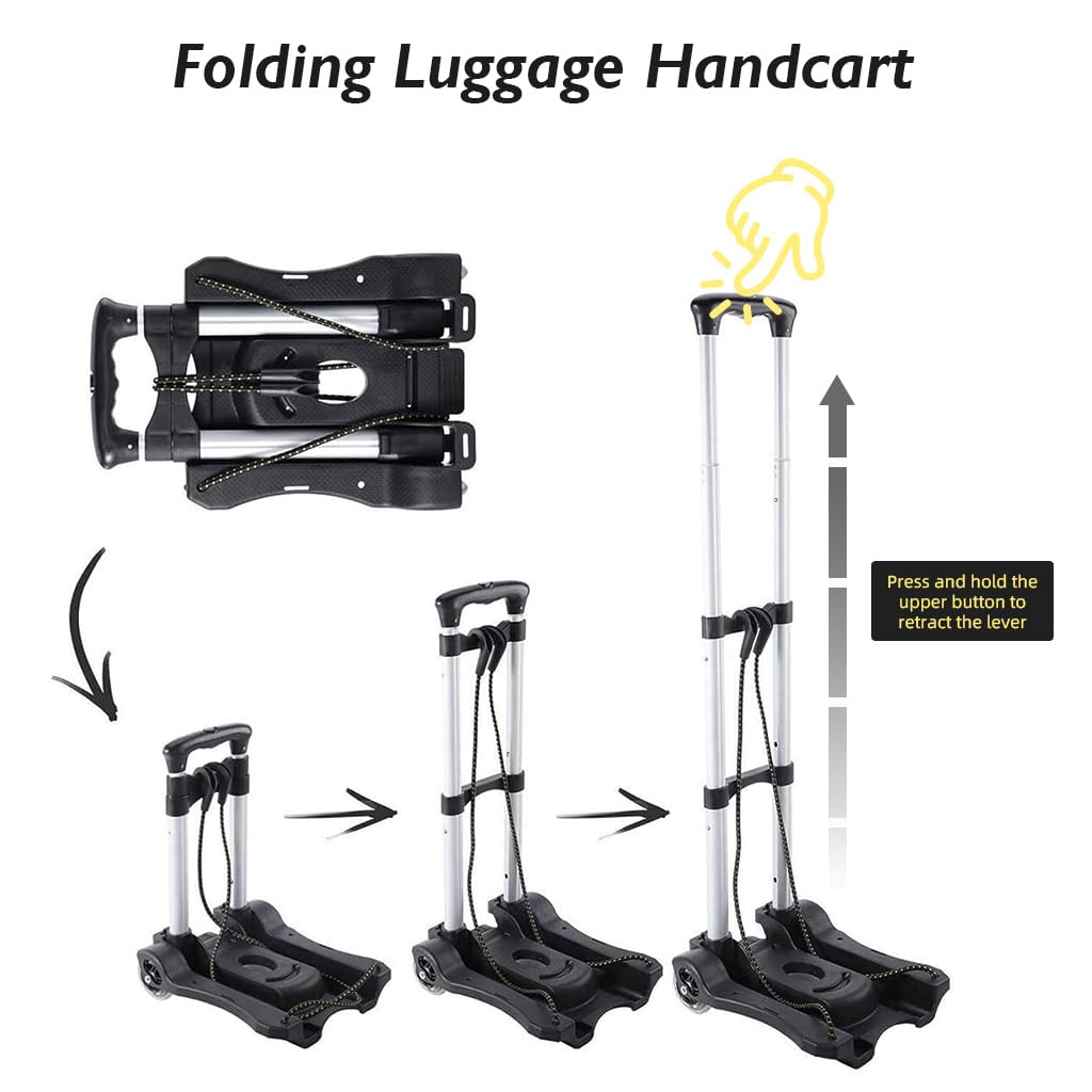 HASTHIP Folding Hand Truck for Travel and Office with 80lbs Capacity Aluminum Frame | Portable 2 Wheel Luggage Cart