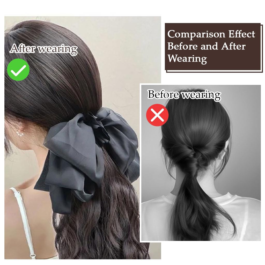 ZIBUYU Wavy Hair Extensions for Women featuring Large Butterfly Bow Clip & 16–18 in Curly Ponytail