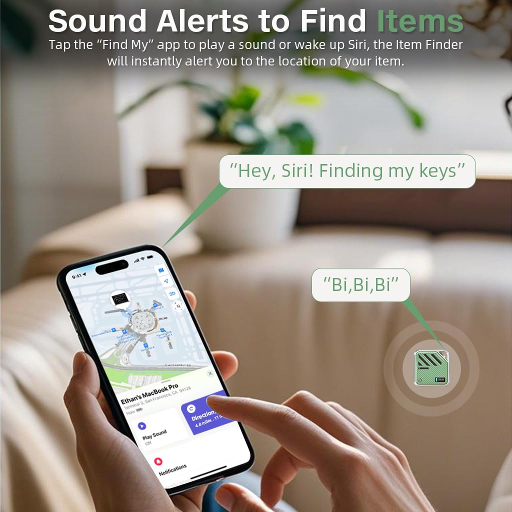 Verilux Air Item Finder for iOS with 3.2x3.2x0.94 cm Compact Build and Find My App | Green Bluetooth Tracker