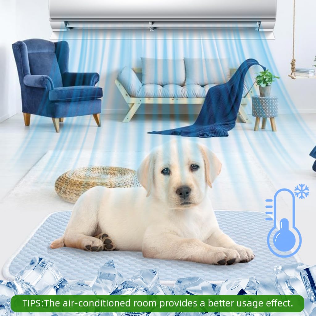 Qpets Dog Cooling Mat for Summer Heat Relief with 3D Honeycomb Texture 70x50 cm Blue | Easy Clean Design
