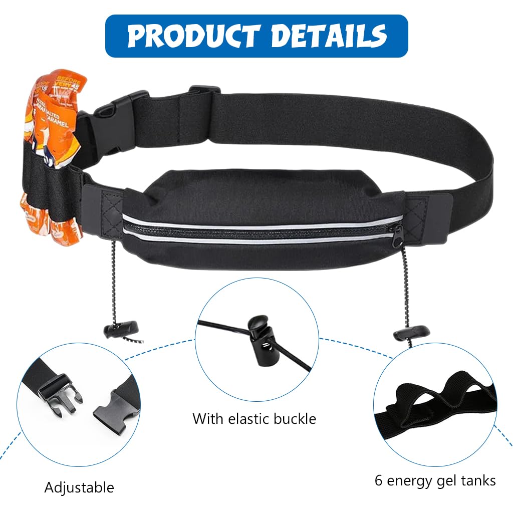 Proberos Running Belt for Marathon and Fitness with Reflective Strips and 9 in Zipper Pouch | Ultralight 70 g Sweatproof Waist Bag