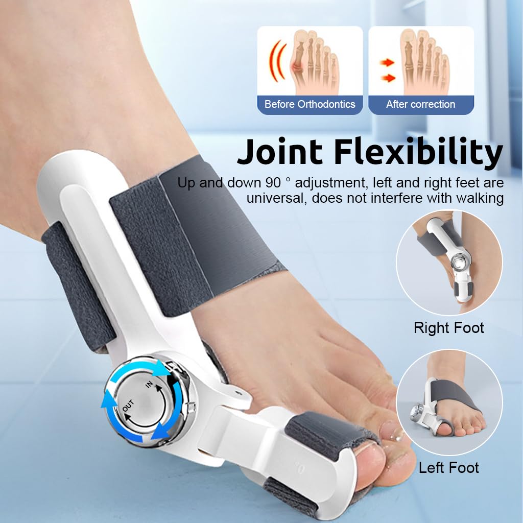 HANNEA Bunion Corrector for Toe Alignment with 4 Angle Adjustable Knob | 2 PCS Orthopedic Splint