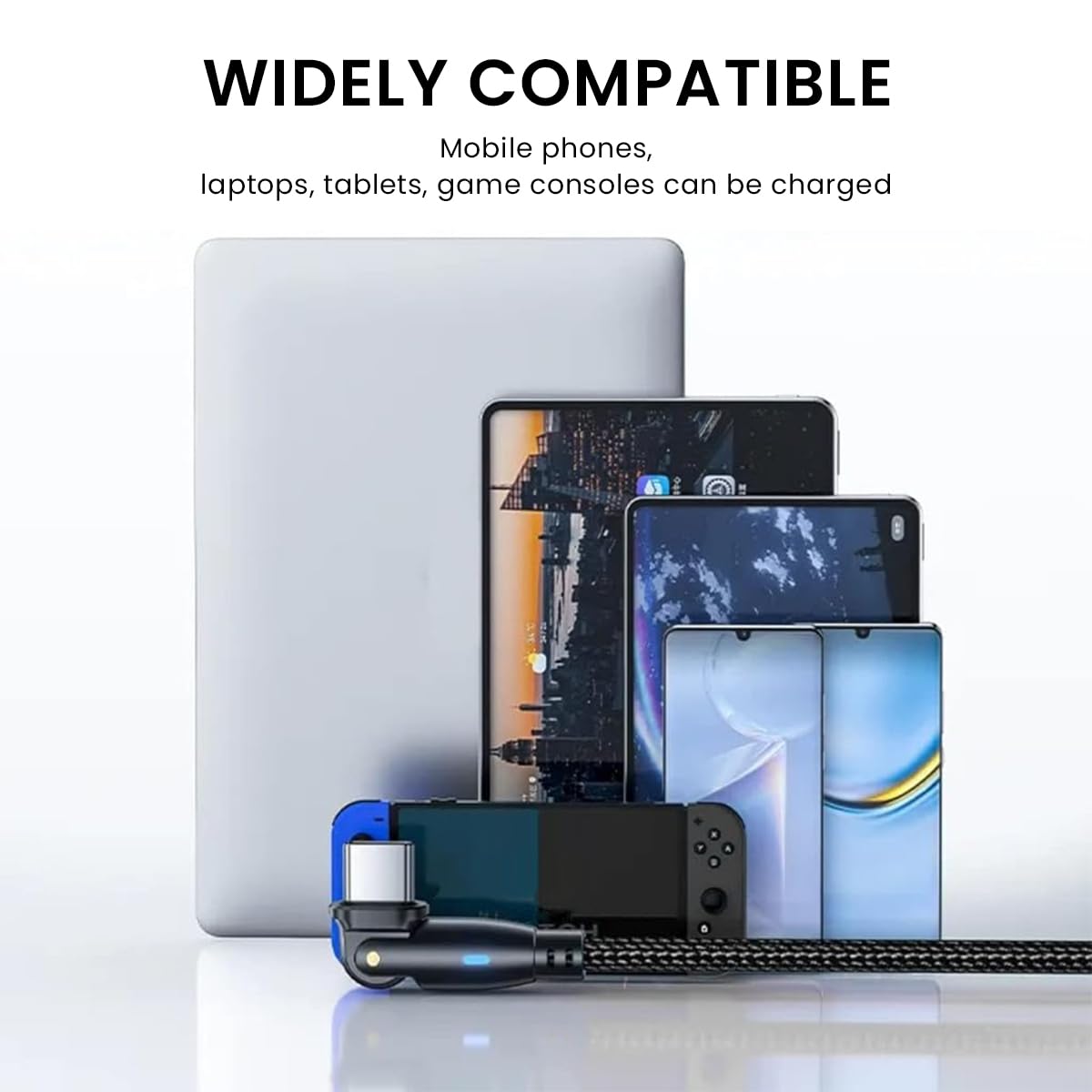 Verilux USB C Cable for Phone with 100W PD Fast Charging and 180° Rotatable Plug | 3.9ft Nylon Woven Type C Charger