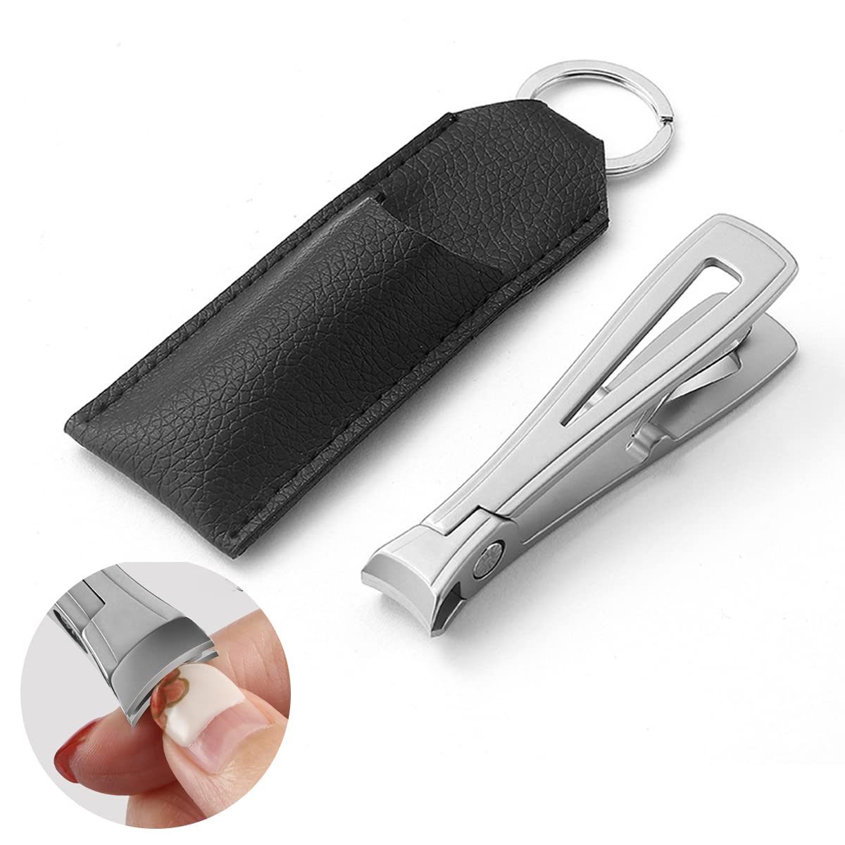 ZIBUYU Nail Cutter for Thick Nails with Rivet Shaft Design and 8.7×1.5cm Leather Case | Stainless Steel Clippers for Men and Women