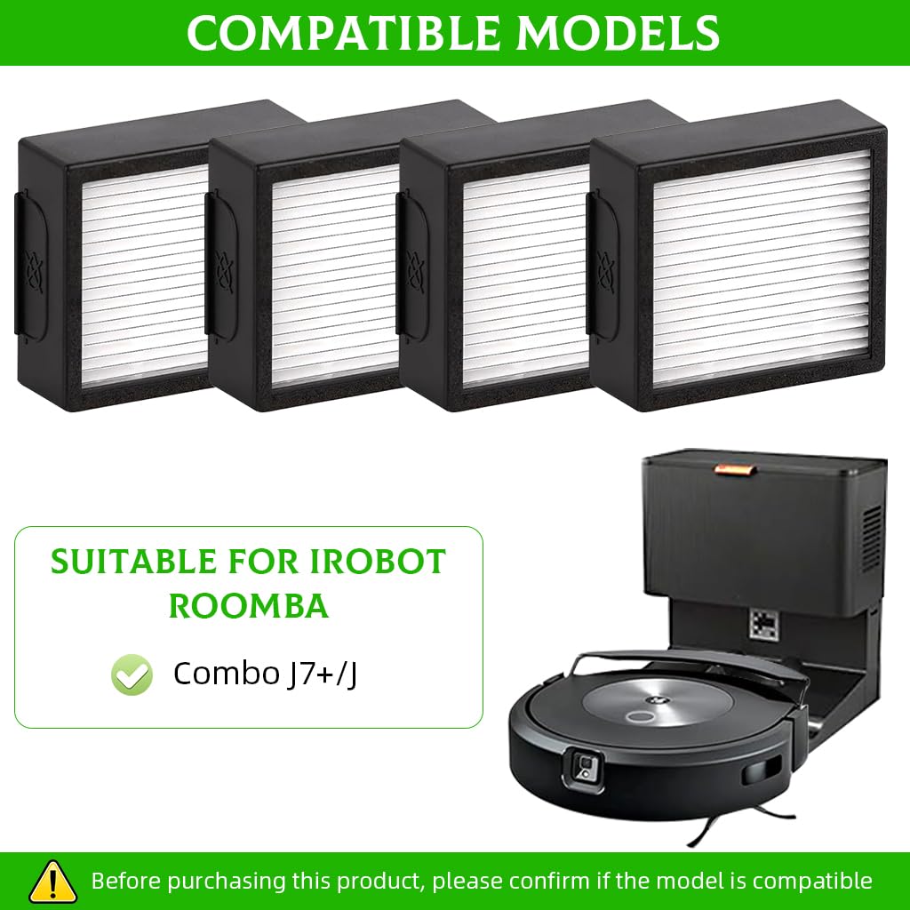HASTHIP Replacement Filters for iRobot Roomba Combo J7+ featuring 99% dust capture | Pack of 4