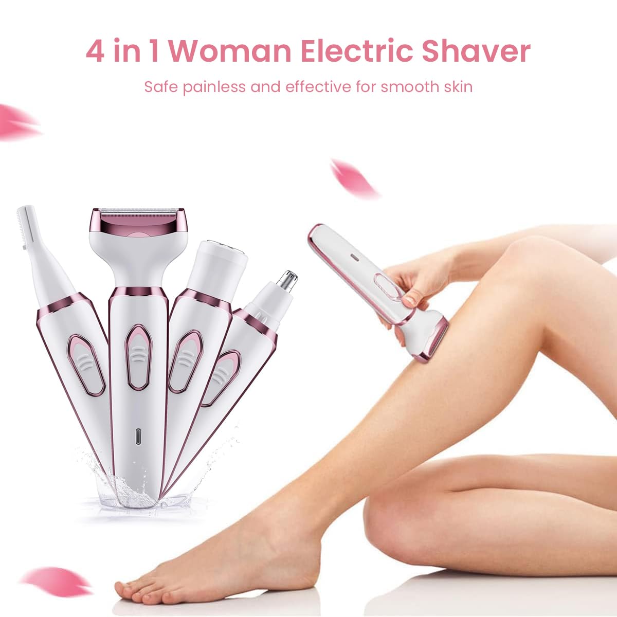 ZIBUYU® Electric Razor Multifunctional 4 in 1 USB Rechargeable Razor Body Hair Removal Eyebrow Trimmer Electric Hair Trimmer for Nose Hair, Face Hair, Bikini Line