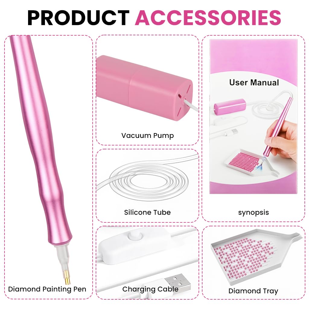PATPAT Electric Diamond Painting Pen for Easy Diamond Picking with USB Power and Suction Function | Integrated Switch Controller for Seamless Diamond Art Crafting