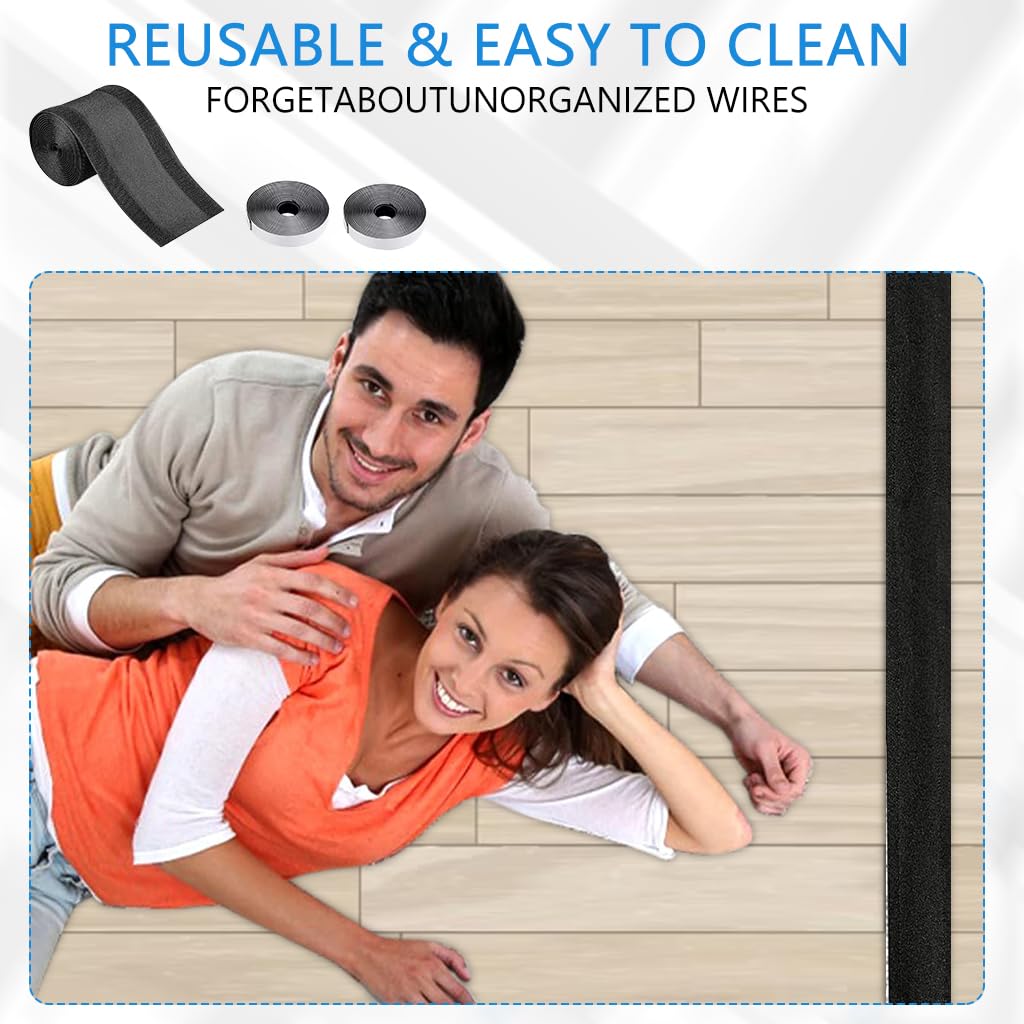 HASTHIP Floor Cable Cover for Office Carpet with Self-Adhesive Hook and Loop Fastening 3.3ft