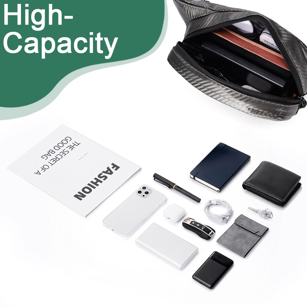 STHIRA Waterproof Bag for Travel and Riding featuring Carbon Fiber Texture & Adjustable Strap