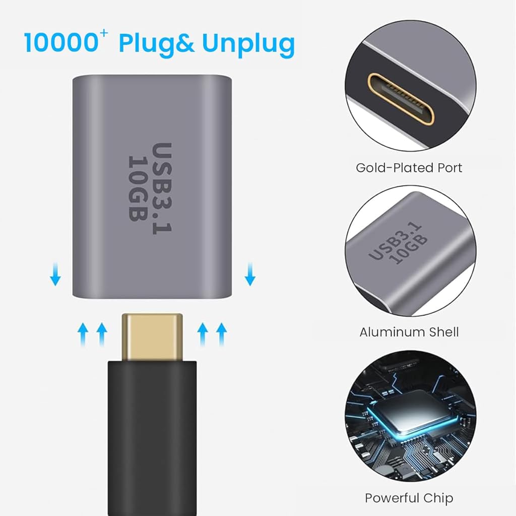 ZORBES® USB A to USB C Adapter, USB C to USB 3.1 Adapter, 10Gbps USB A Female to USB C Female Converter Bi-Directional (USB 3.1 Type C Gen2) Compatible with iPhone