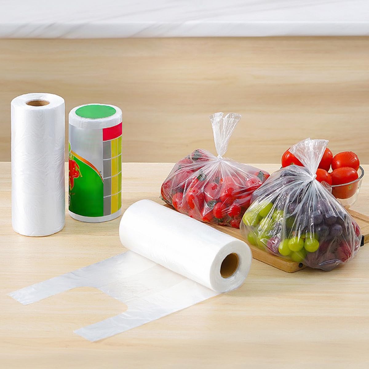 Supvox Food Bags for Meat and Groceries featuring Tear Off Handles and 100 Count 30x35cm PE