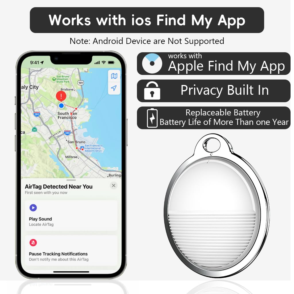 Verilux® Anti-lost Tag Compatible with Find My App Key Finder with Sound Alarm  Item Locator Tracker Bluetooth Key Finder AirTag Alternatives Battery Operated, Only for iOS Find My App