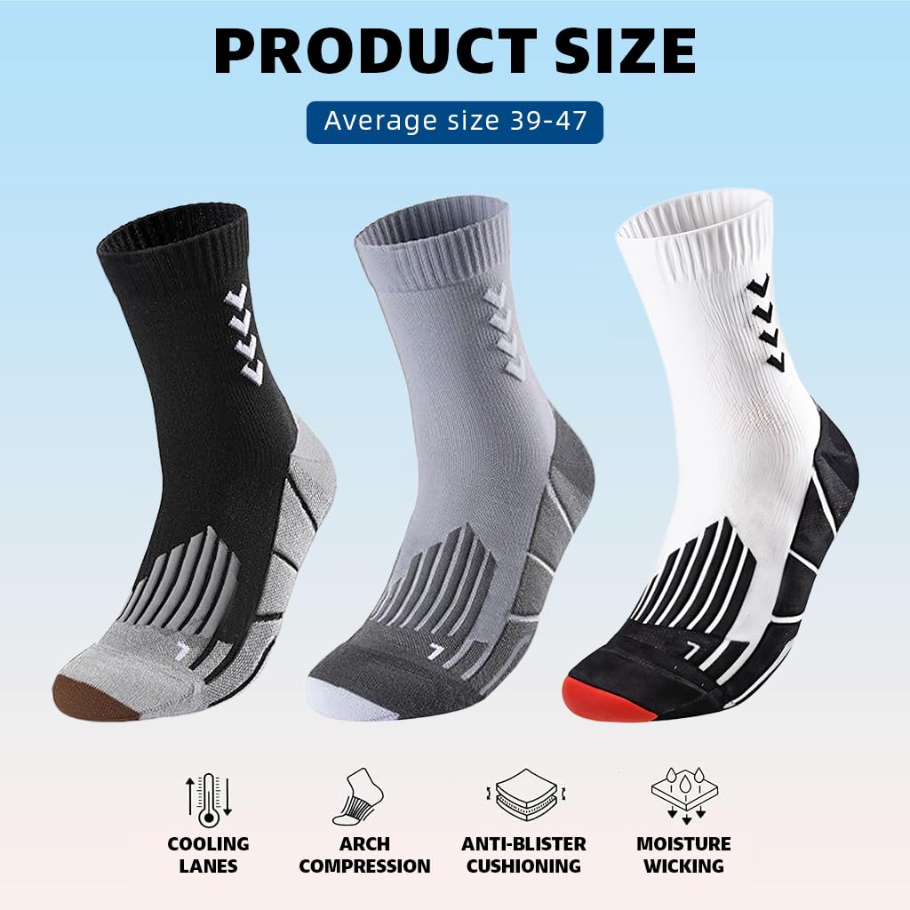 PROBEROS Compression Socks for Running with 15-20 mmHg Support | 9 Pairs for Men