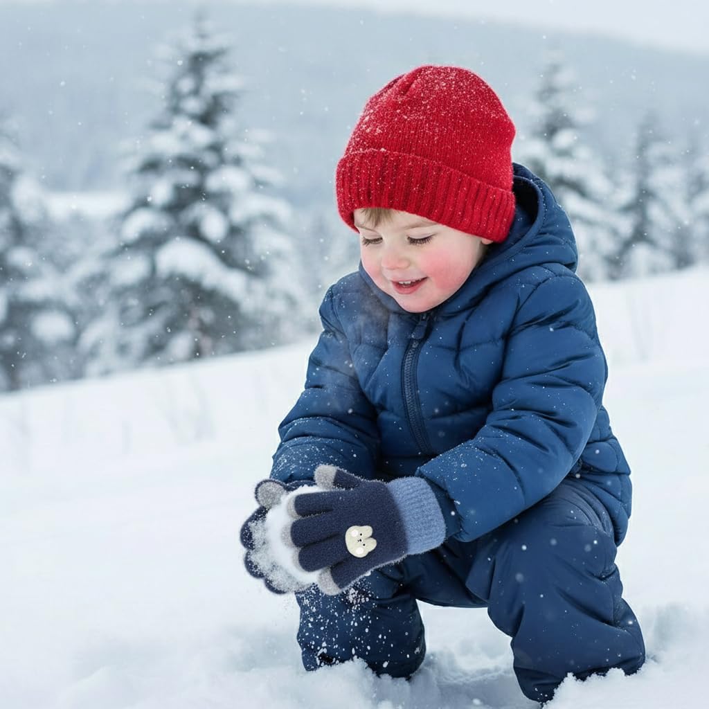 Zibuyu Winter Knitted Mittens for Baby 0–3 Years with Elastic Wrist | Soft Blue Gloves