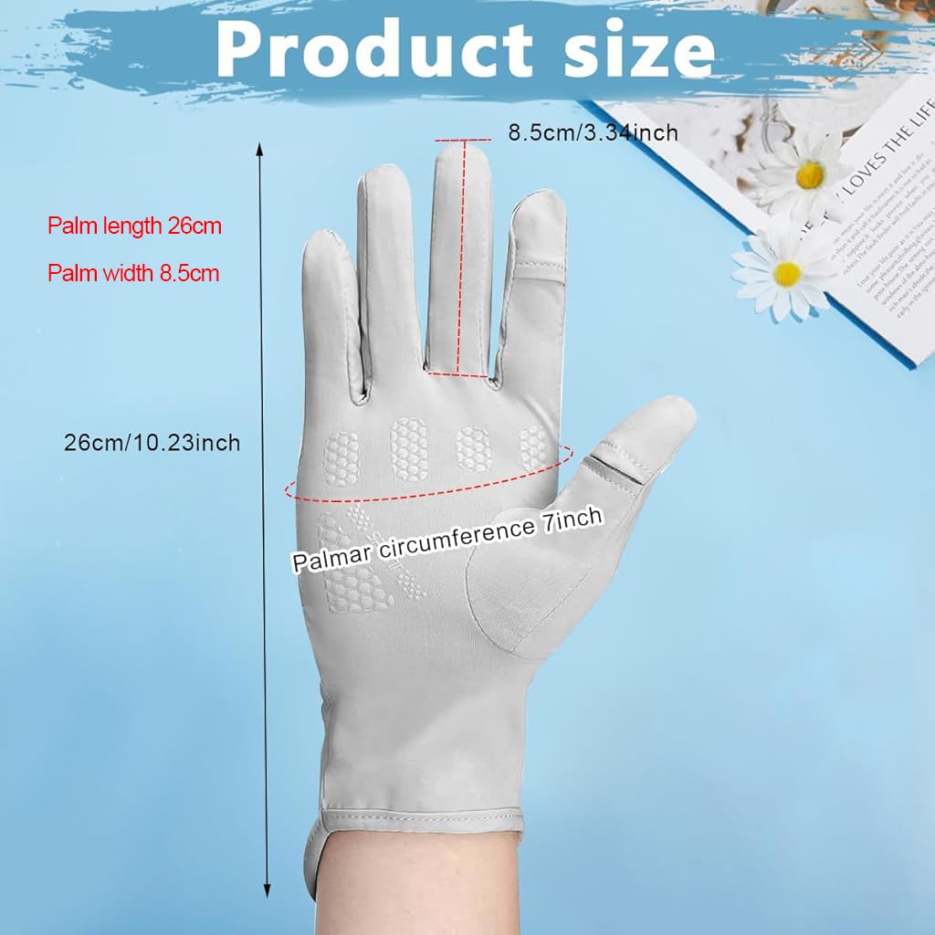 PALAY Hand Gloves for Bike Riding with Non Slip Touch Screen Design and Grey 2PCS | UV Sun Protection UPF 50 Plus for Women