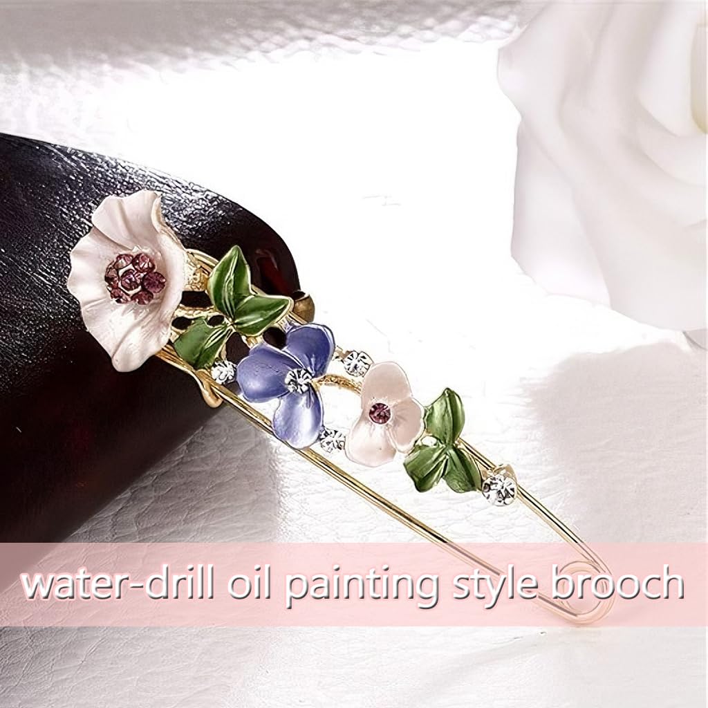 Zibuyu Colorful Flower Brooch Pin for Women with Crystal Alloy Design | Rust-Resistant Gift