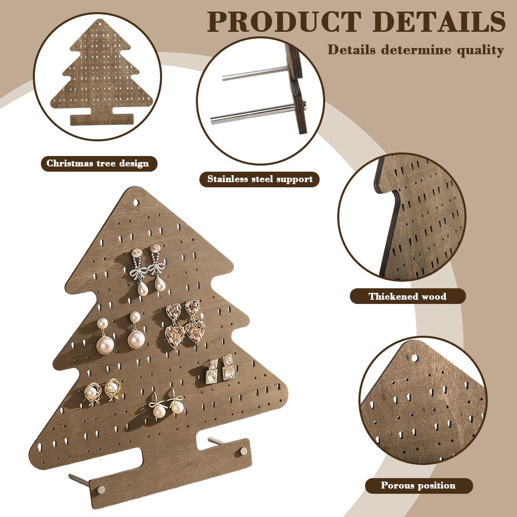 HASTHIP Wooden Earring Jewelry Organizer for Dresser with 30x29cm Tree Display | Space-Saving Storage Rack