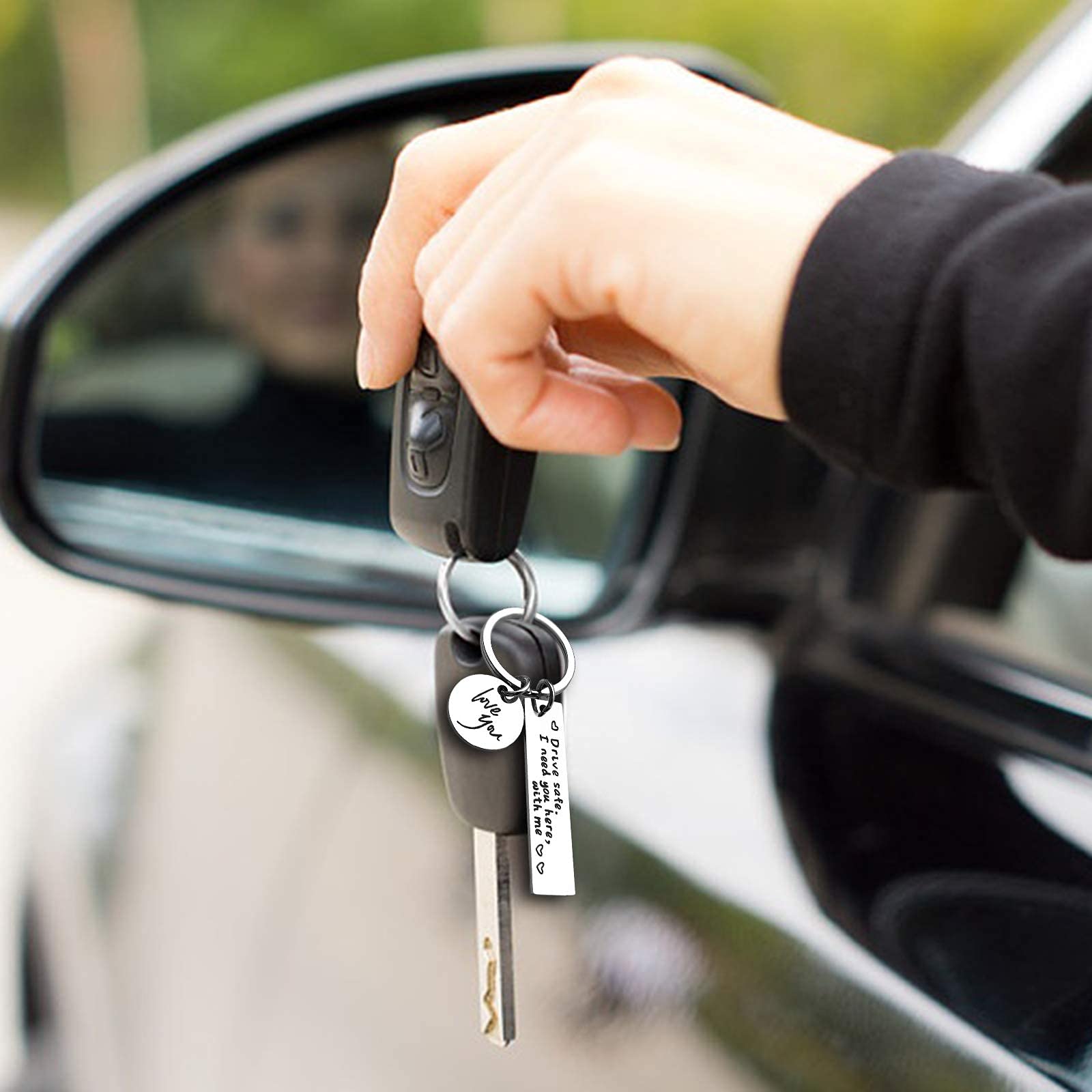 PALAY Drive Safe Keychain with Gift Box for Boyfriend or Husband featuring Stainless Steel Charm | I Love You Message