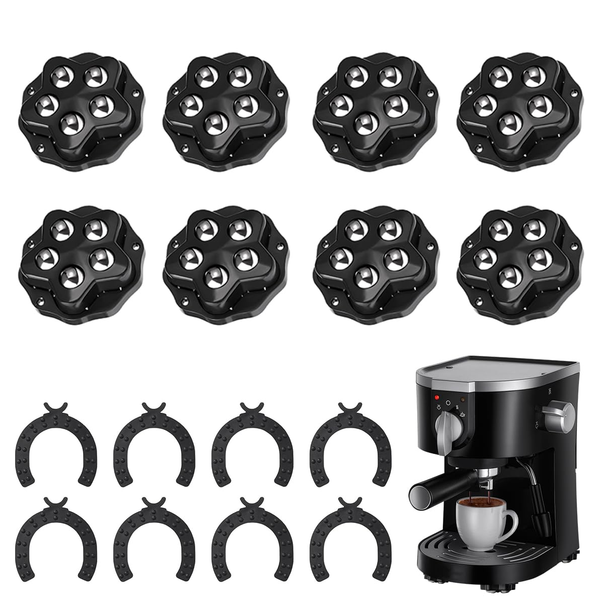 HASTHIP® 8Pcs Furniture Caster Wheels Self Adhesive Caster Wheel, 360° Swivel Wheels with Brake Pads for Small Cabinet, DIY Modification Moving Table Mini Heavy Duty Caster Wheels