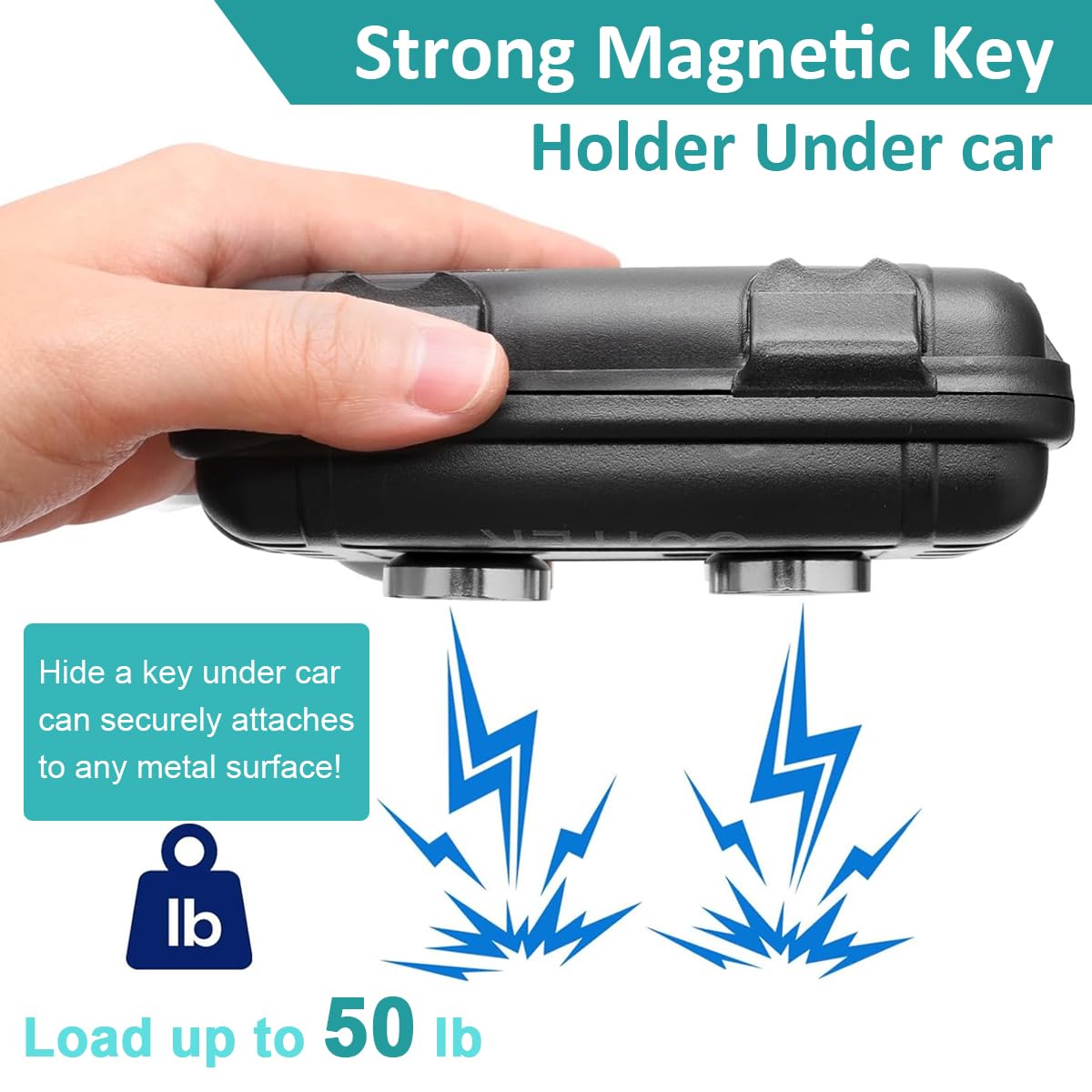 Serplex® Magnetic Storage Box Dual Magnet Design Waterproof Magnetic Keys Storage Box with Snap Buckles Portable Outdoor Small Magnetic Stroage Box for Keys, Accessories, Tools, 12x7x4cm