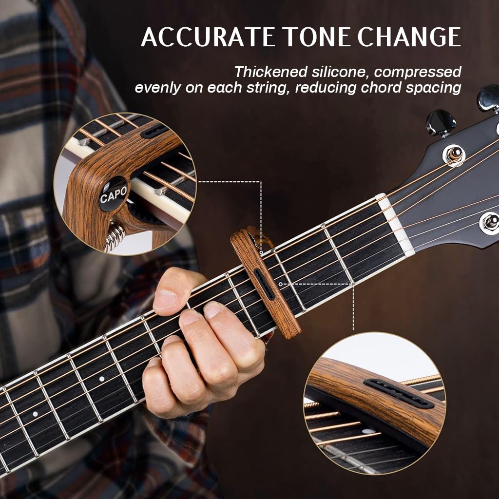 HASTHIP Guitar Capo for Acoustic and Electric Guitar with Pick Slot and Zinc Alloy Build | Fits Ukulele, Banjo and Mandolin