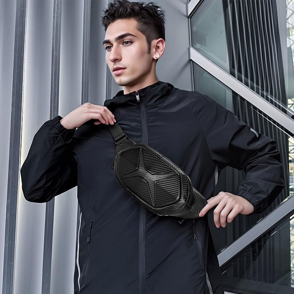 STHIRA Waterproof Bag for Travel and Riding featuring Carbon Fiber Texture & Adjustable Strap