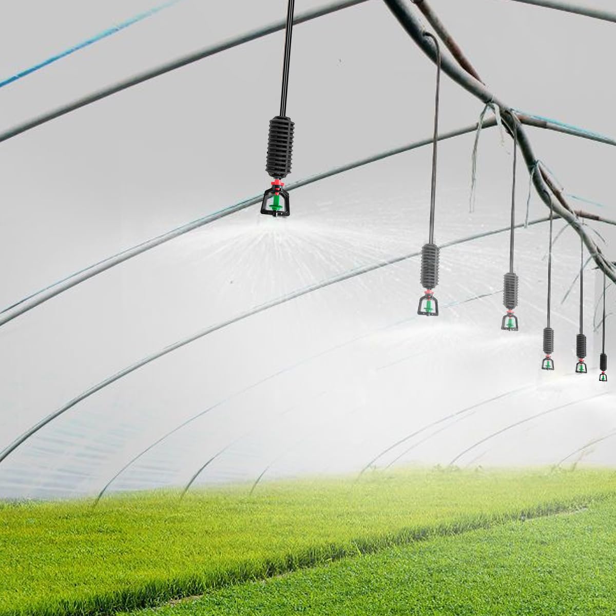 HASTHIP Hanging Drip Irrigation Kit for Gardens and Greenhouses with 60 cm 360° Rotary Sprinklers | 10 Pcs Automatic Watering System