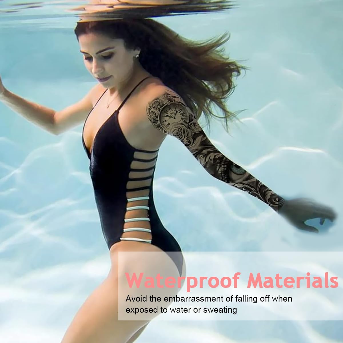 MAYCREATE Temporary Tattoo Stickers for Men and Women with 6 Sheets 48×17 cm Waterproof Designs | Ideal for Party and Club