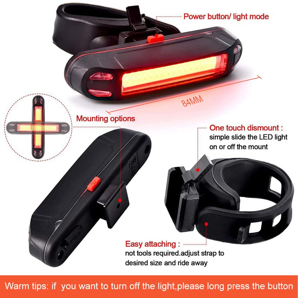 Proberos 800mAh Cycle Motorcycle Back Light Rechargeable USB LED Bike Back Light Red Warning Light Rechargeable Bicycle Tail Light Outdoor Cycling Light Flash Warning Light