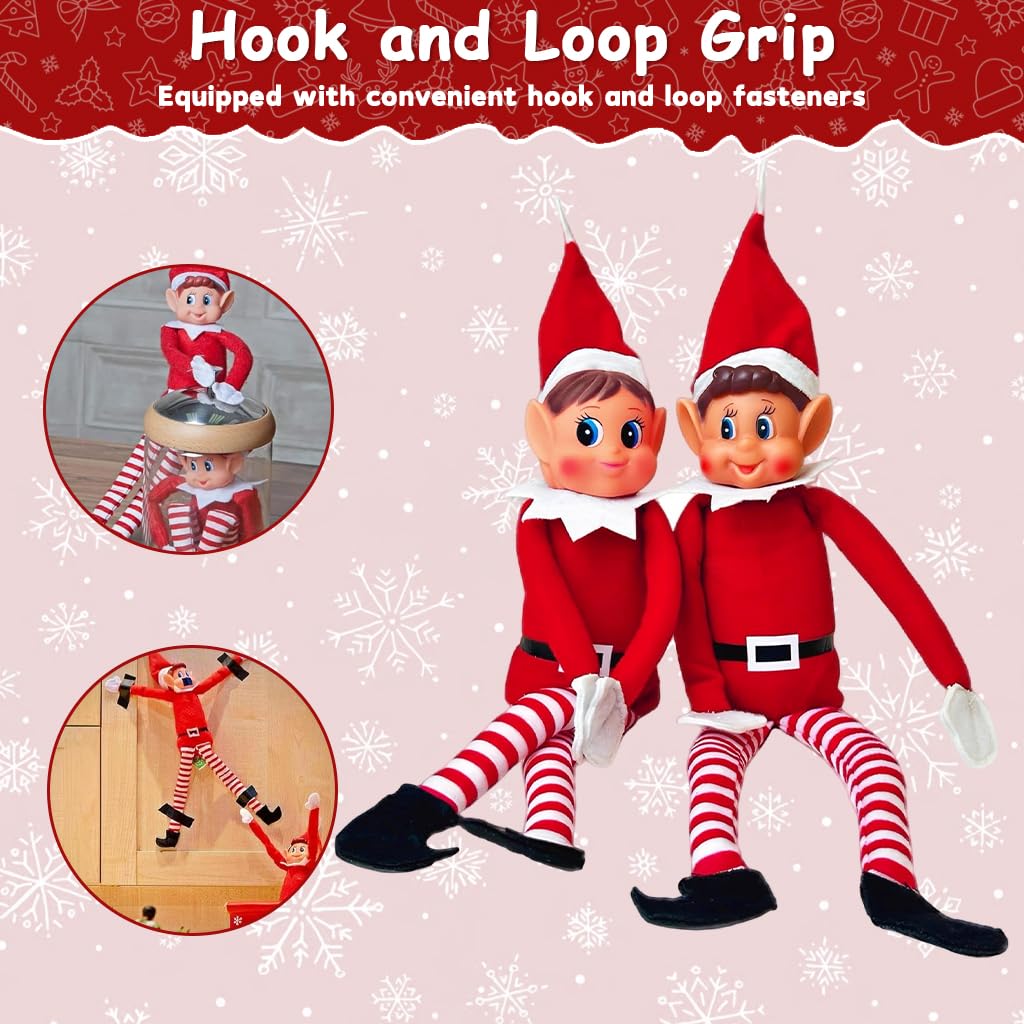 HASTHIP Christmas Elf Figures for Holiday Decor with Poseable Limbs and Soft Red Bodies | 2PCS Set
