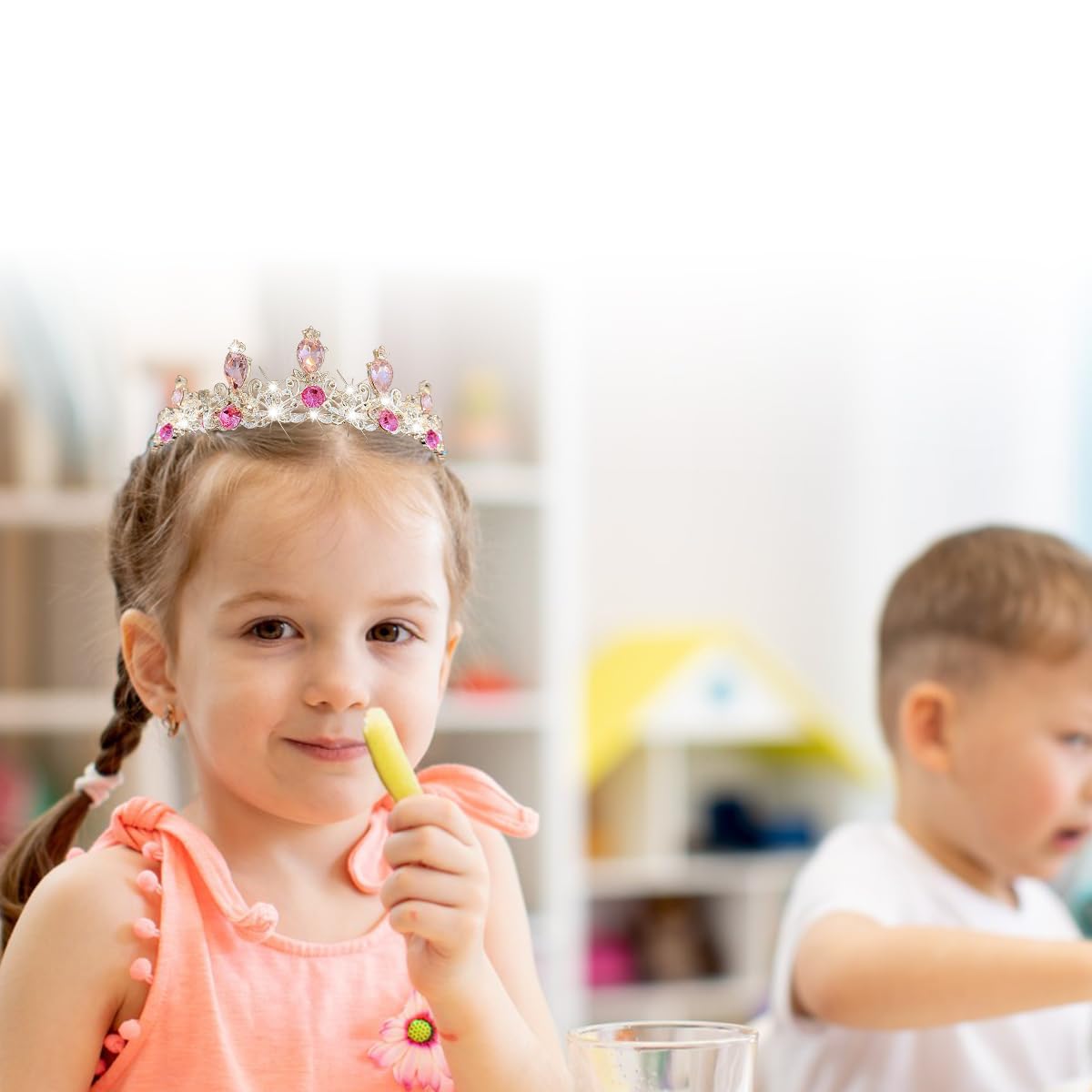 SANNIDHI Crystal Crown for Girls featuring Purple Rhinestones and Secure Loops | Ideal for Birthday Dress Up and Princess Cosplay