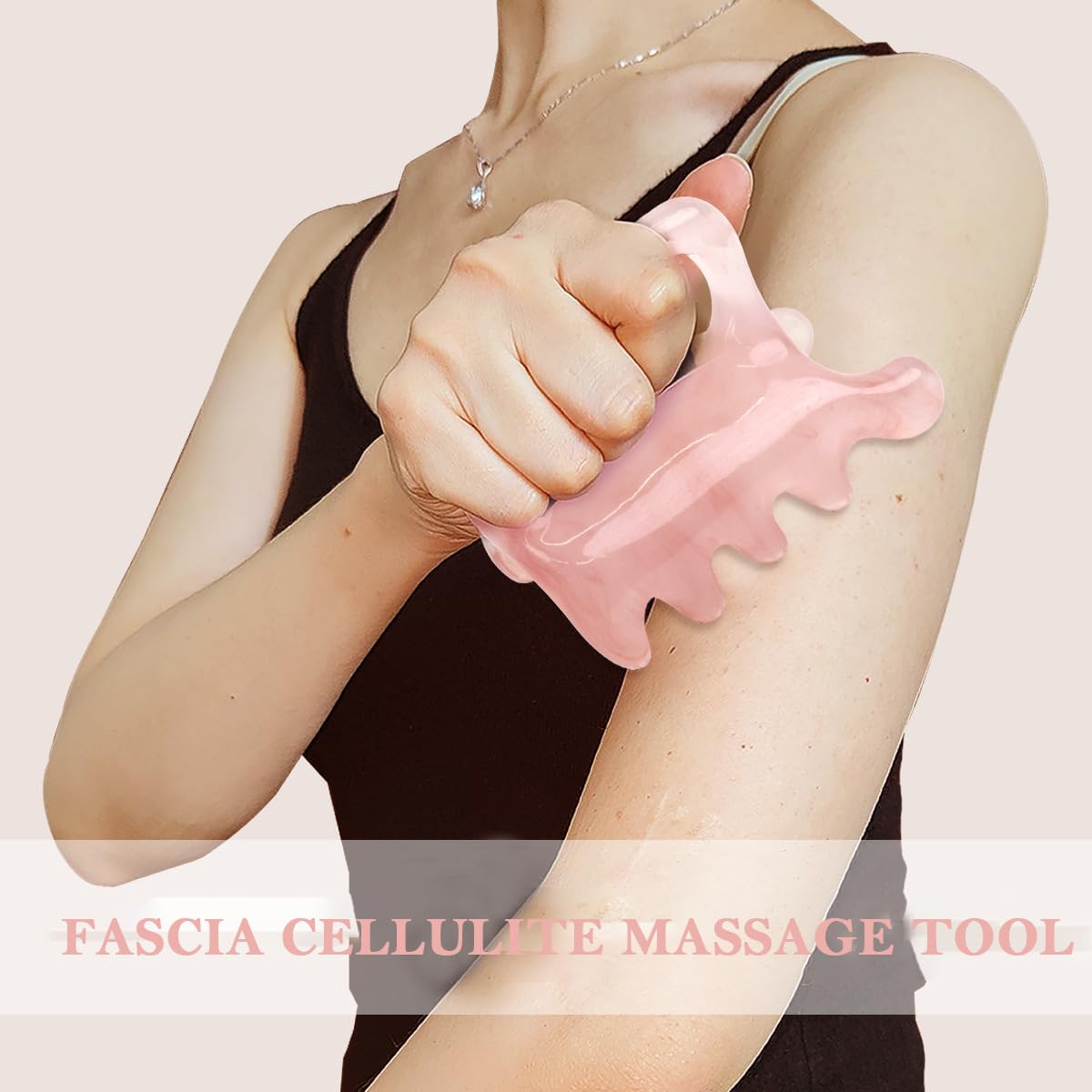 HANNEA Gua Sha Back Massager with Ergonomic Handle and Dual Row Trigger Points | Resin Body Massage Tool for Muscle Relief