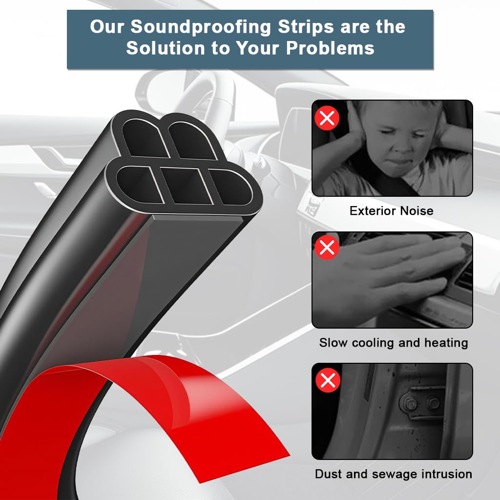 STHIRA Car Door Seal Strip for SUV and Truck featuring Dual Layer Cushioning | 52.5Ft Rubber Weatherproof Trim