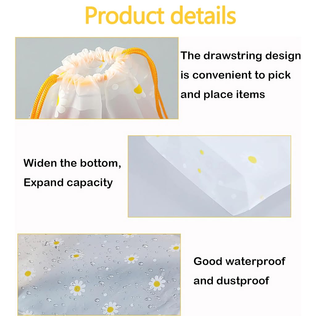 Zibuyu Clear Plastic Shoe Bags for Travel with Drawstring Closure 10PCS 30x35cm | Waterproof Storage Organizer