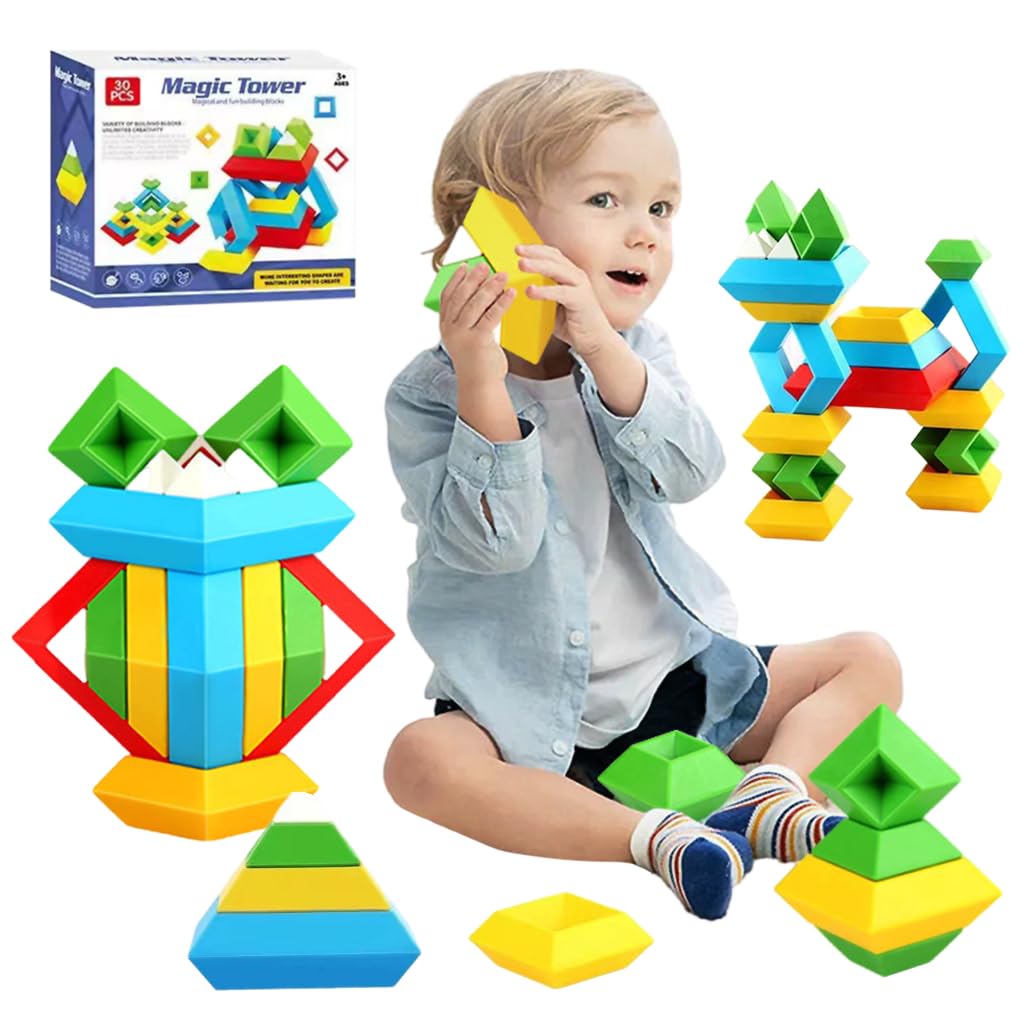 PATPAT® Wooden Stacking Puzzle Toy for Kids Color Block Toy for Kids Montessori Toy Early Sensory Development Fine Motion Skill Toy Color Building Toy Busy Toy for Kids 2-5 Years Old