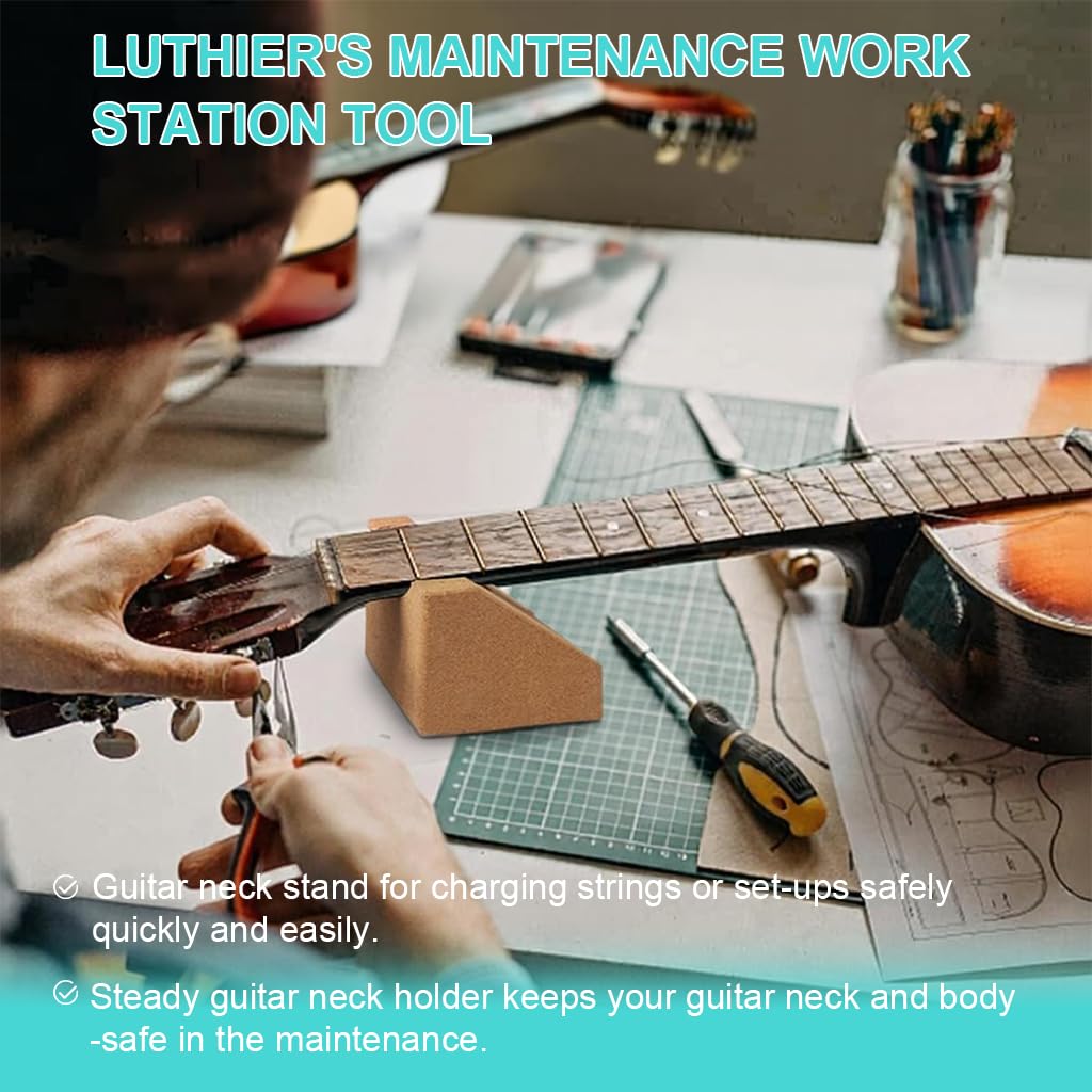HASTHIP Cork Guitar Neck Rest Stand for Guitar Maintenance with Non Slip Base | Ergonomic Support