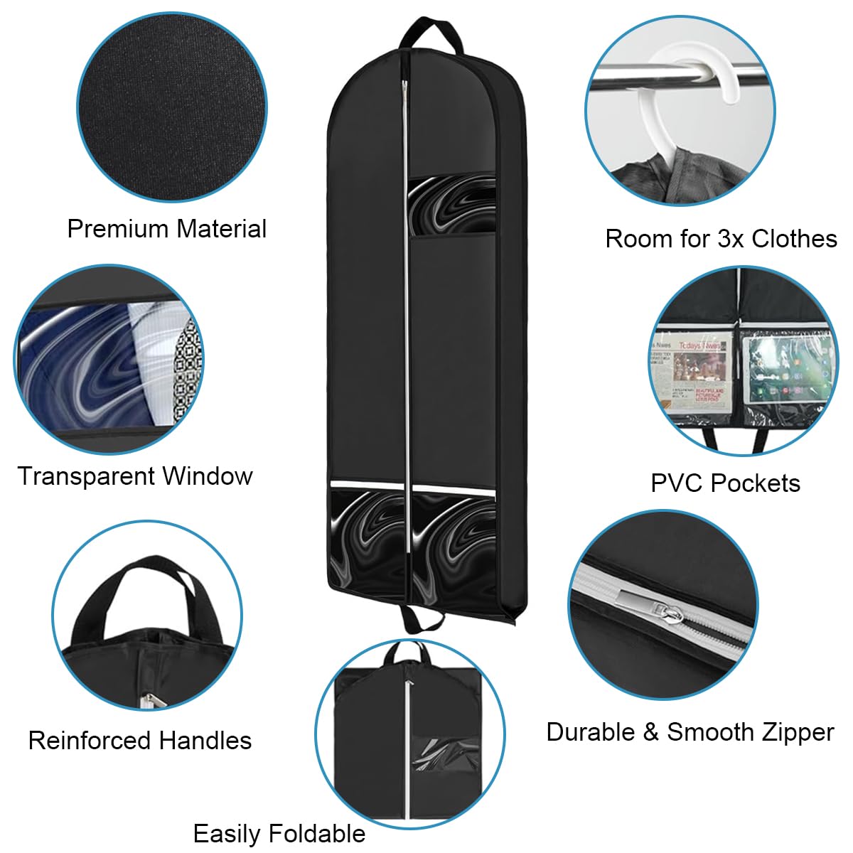 HASTHIP® Garment Bags Suit Bags for Travel Hanging Clothes Closet Storage, 50