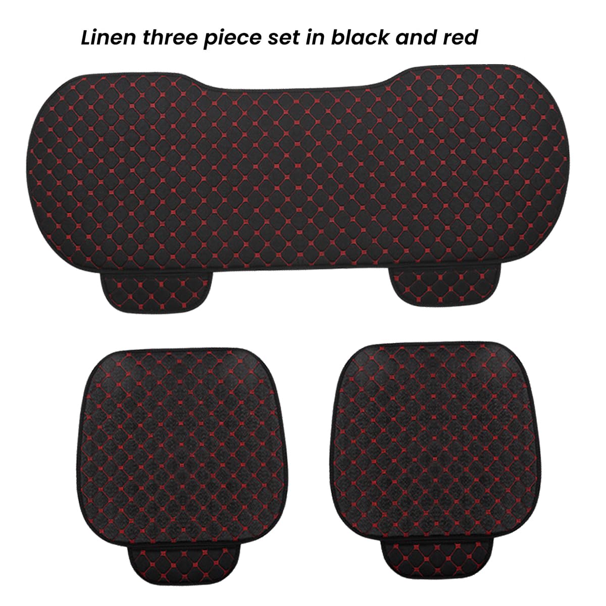 STHIRA® 3Pcs Car Seat Covers Linen Breathable Front Seat Cushion Mat Fashion Car Seat Cover with Storage Pouch Long Rear Seat Cover Anti-Slip Car Seat Cover Anti-Scratches Car Seat Protector Liner