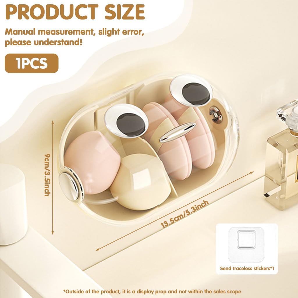 HASTHIP Sponge Blenders Storage Box for Makeup Accessories with Clear Sliding Hood 13.5x9cm