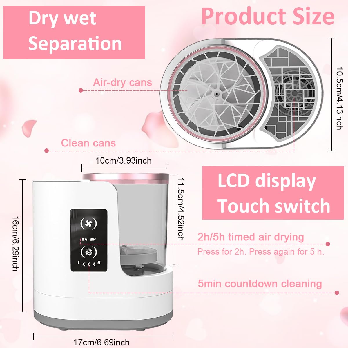 MAYCREATE Electric Makeup Brush Cleaner for Multiple Brushes with 500 Swirling Motions | USB Rechargeable Drying Rack Design