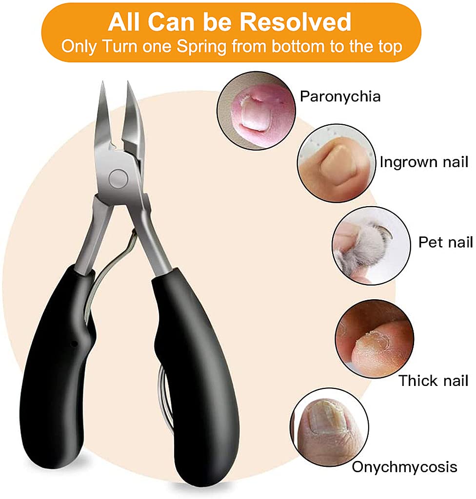 HASTHIP Nail Clippers for Ingrown and Thick Toenails with Lever Action and Stainless Steel | Professional Pedicure Tools Kit