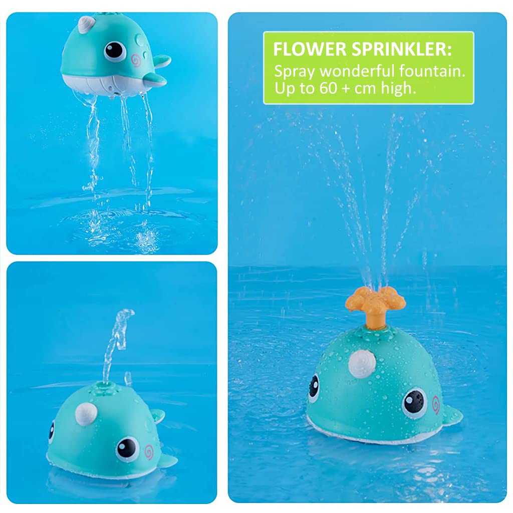 PATPAT Bath Toys for Baby with 3 Sprinkler Shower Heads and Non Toxic PVC | Fun Whale Water Play for 0 3 Years
