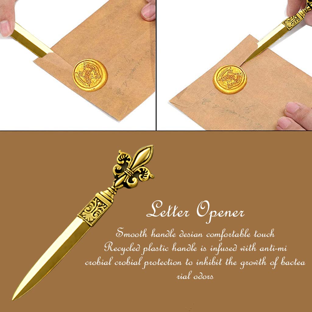 HASTHIP Quill Pen and Ink Set for Calligraphy with 5 Nibs and Wax Seal Kit | Green Feather