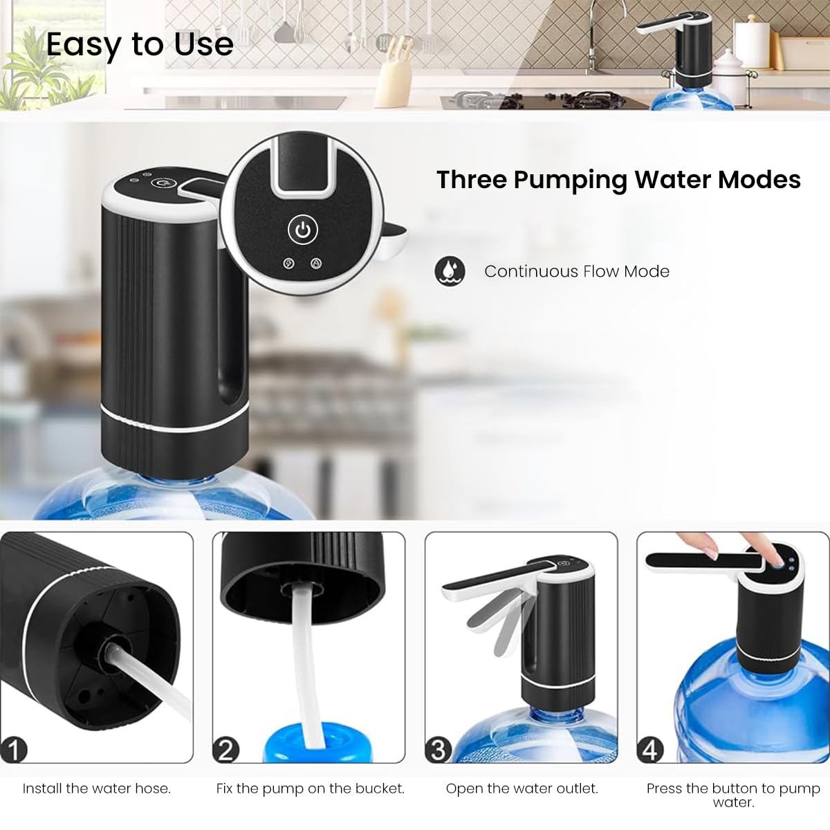 ZORBES Automatic Water Dispenser Pump for 5 Gallon and 20 Litre Bottles with USB Rechargeable Battery
