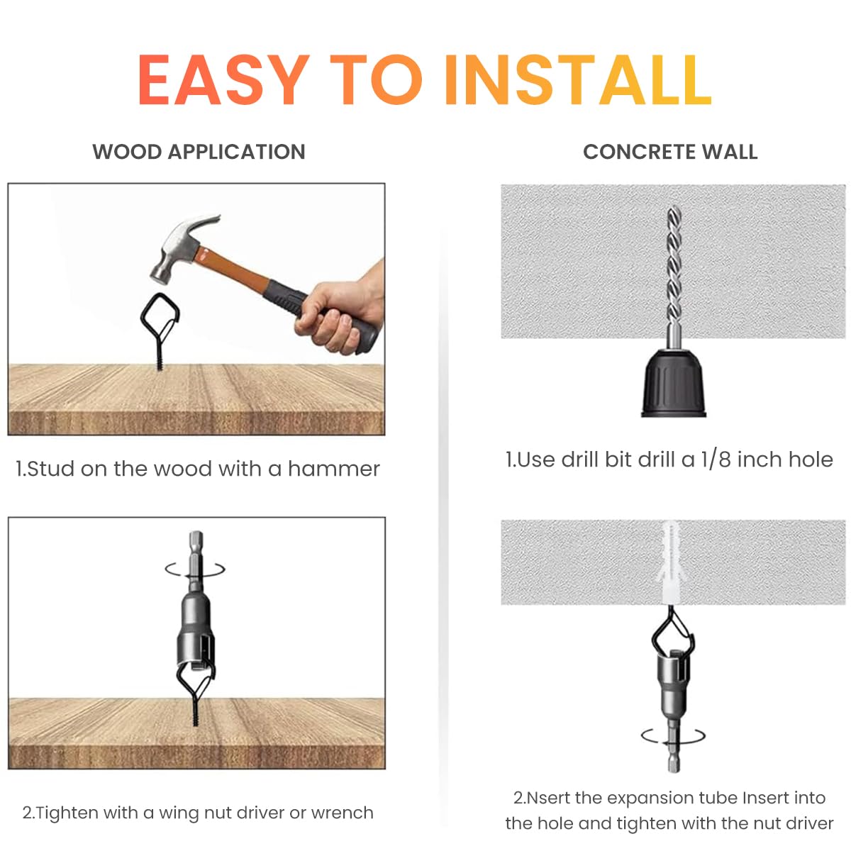 Serplex Screw in Hooks for Outdoor String Lights featuring Safety Buckle and Steel Build | 20PCS 40 lbs Capacity