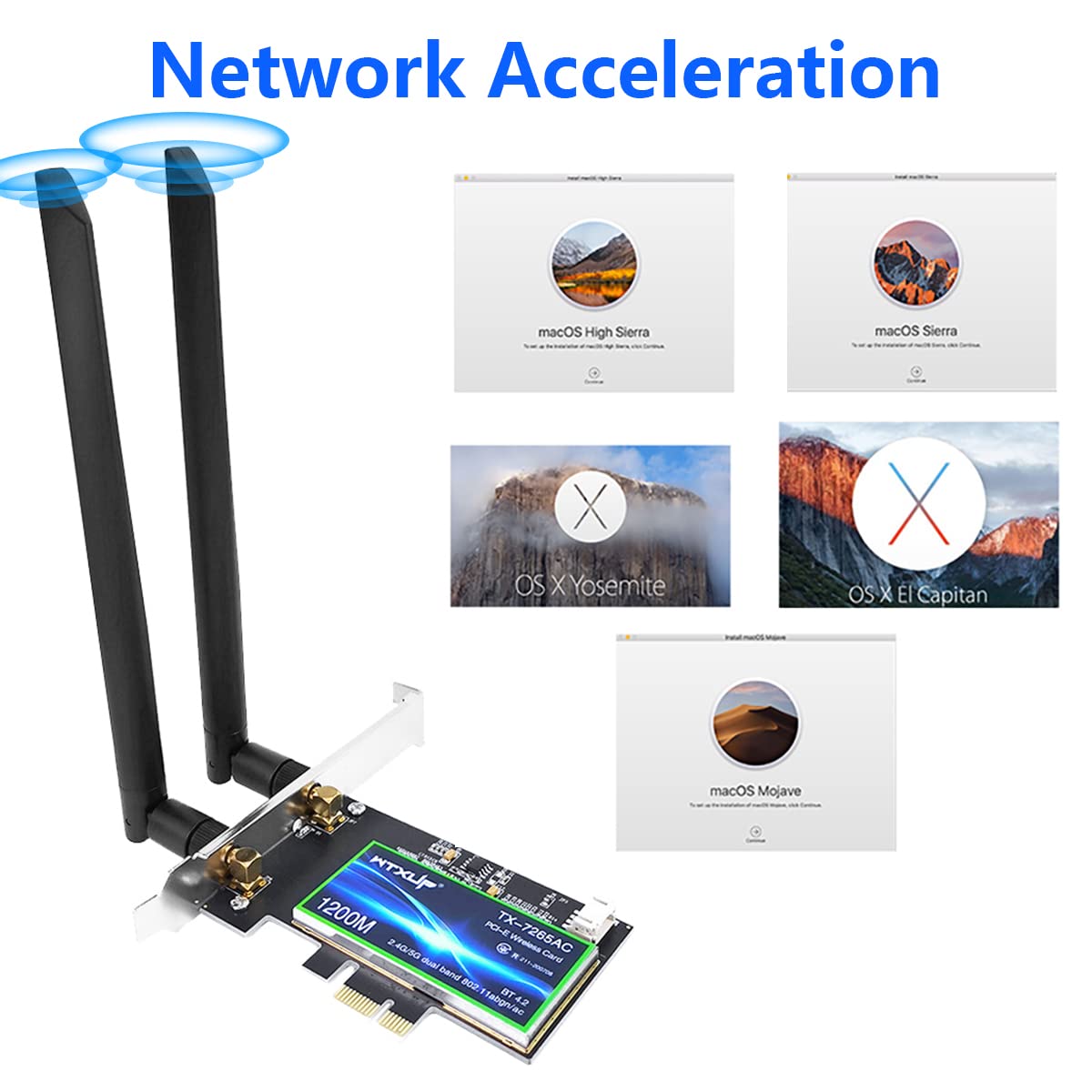 Verilux PCIe WiFi Card for Desktop PC with Dual 8dBi Antennas and Bluetooth 4.2 | AC1200