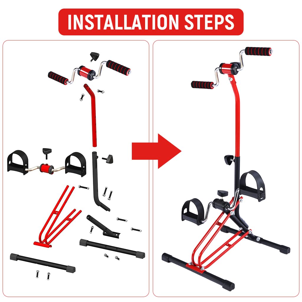 Proberos Pedal Exerciser for Legs and Arms with Dual Hand Rockers and Adjustable Resistance | Non Slip Compact Cycle for Home Fitness