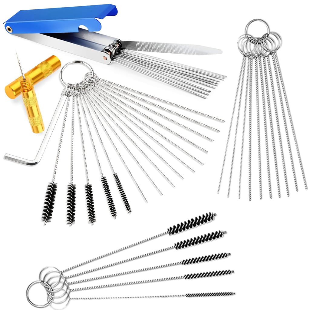 STHIRA Carburetor Cleaning Kit for Motorcycle with 43 Piece Set and Stainless Steel Tools | Includes Needles Brushes and Wrench