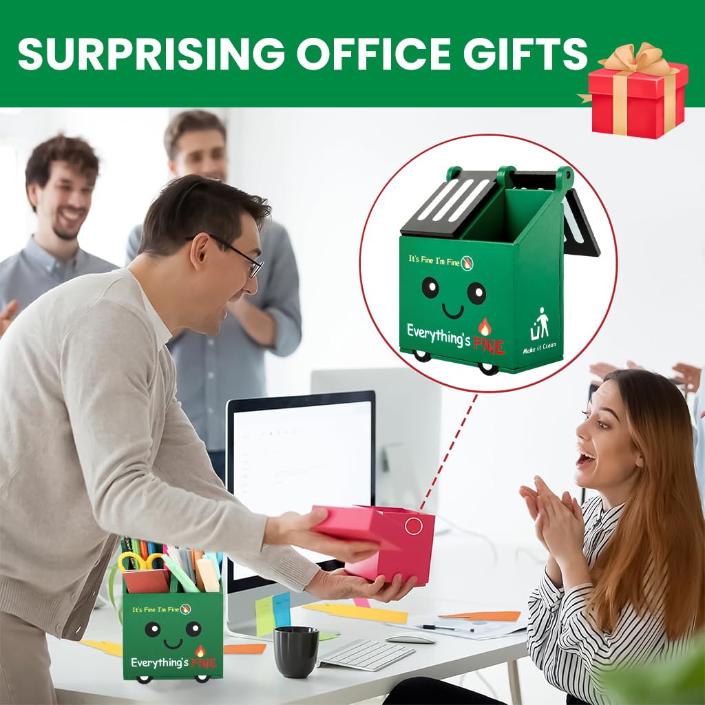 OFIFO Wooden Desk Pen Stand with Dual Compartments and Flip Lid for Office and Study | Cartoon Design Stationery Organizer for Home Decor